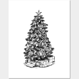 Christmas tree sketch Posters and Art